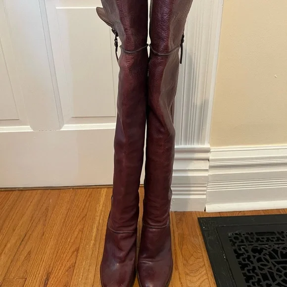 Via Spiga Shoes Via Spiga Burgundy Over The Knee Boots Poshmark - Main Image
